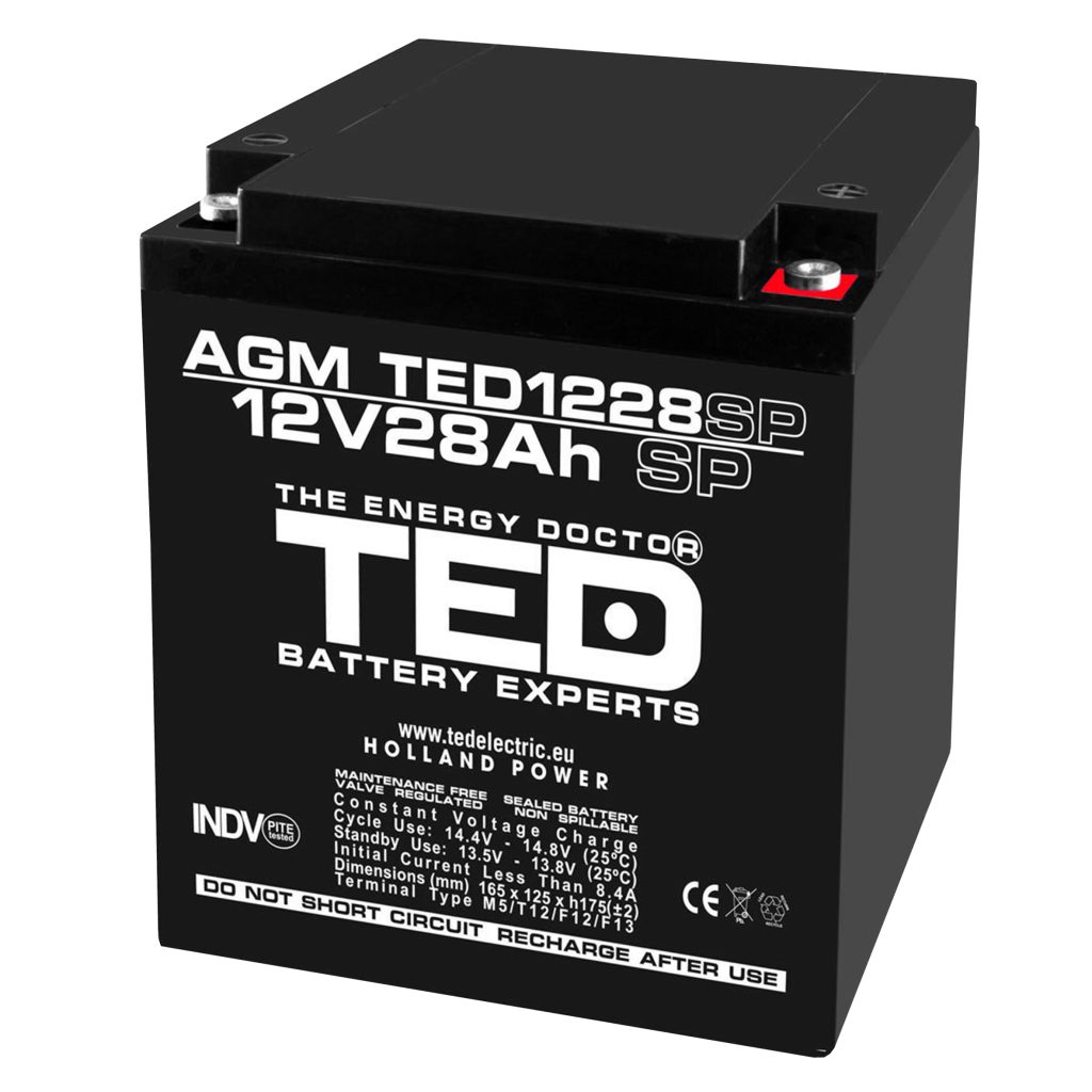 12v 28ah Agm Battery Ted1228sp Vrla Rechargeable Ted Electric Ted Electric 7756