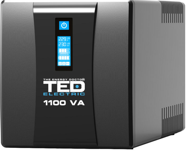 1100VA 600W UPS Line Interactive - LCD Display - 4 x Outputs - TED Electric