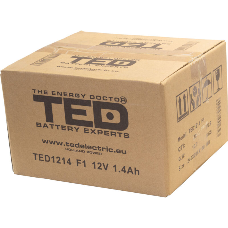 12V 1.4Ah AGM Battery TED1214 - VRLA / Rechargeable - TED Electric - Image 4