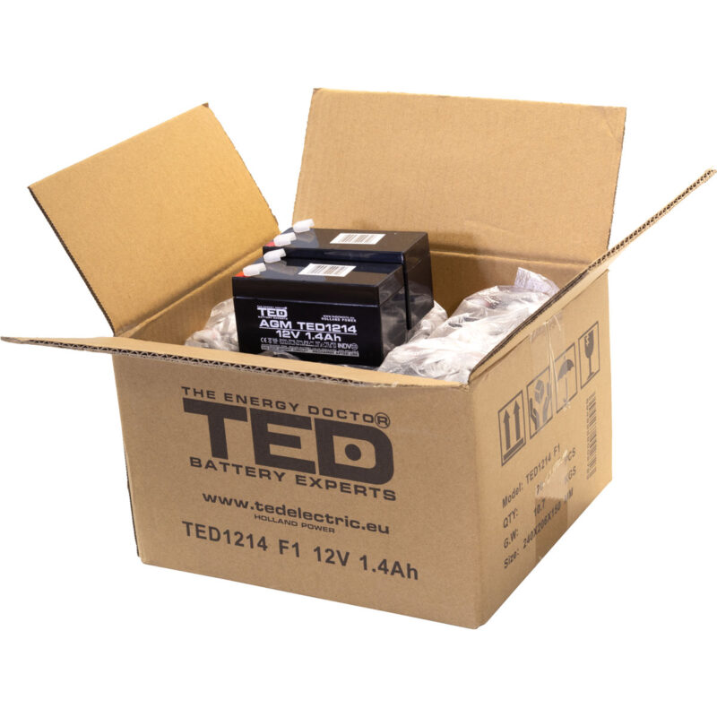 12V 1.4Ah AGM Battery TED1214 - VRLA / Rechargeable - TED Electric - Image 5