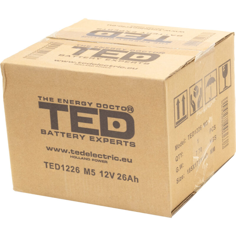 12V 26Ah AGM Battery TED1226 - VRLA / Rechargeable - TED Electric - Image 4