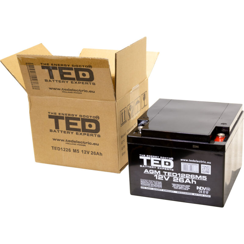 12V 26Ah AGM Battery TED1226 - VRLA / Rechargeable - TED Electric - Image 5