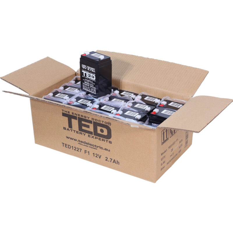 12V 2.7Ah AGM Battery TED1227 - VRLA / Rechargeable - TED Electric - Image 5