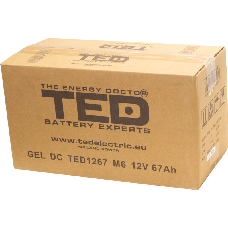 12V 67Ah GEL Deep Cycle TED1267- VRLA / Rechargeable -TED Electric - Image 4