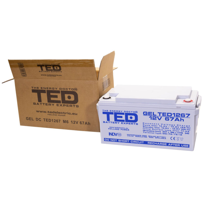 12V 67Ah GEL Deep Cycle TED1267- VRLA / Rechargeable -TED Electric - Image 5