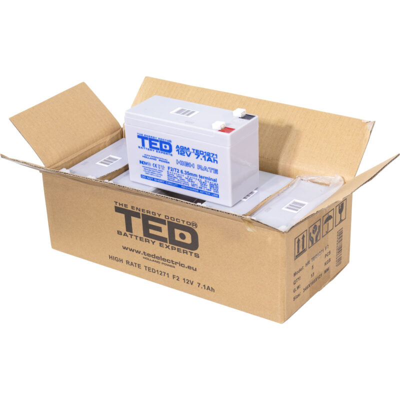 12V 7.1Ah AGM High Rate TED1271 - VRLA / Rechargeable - TED Electric - Image 4