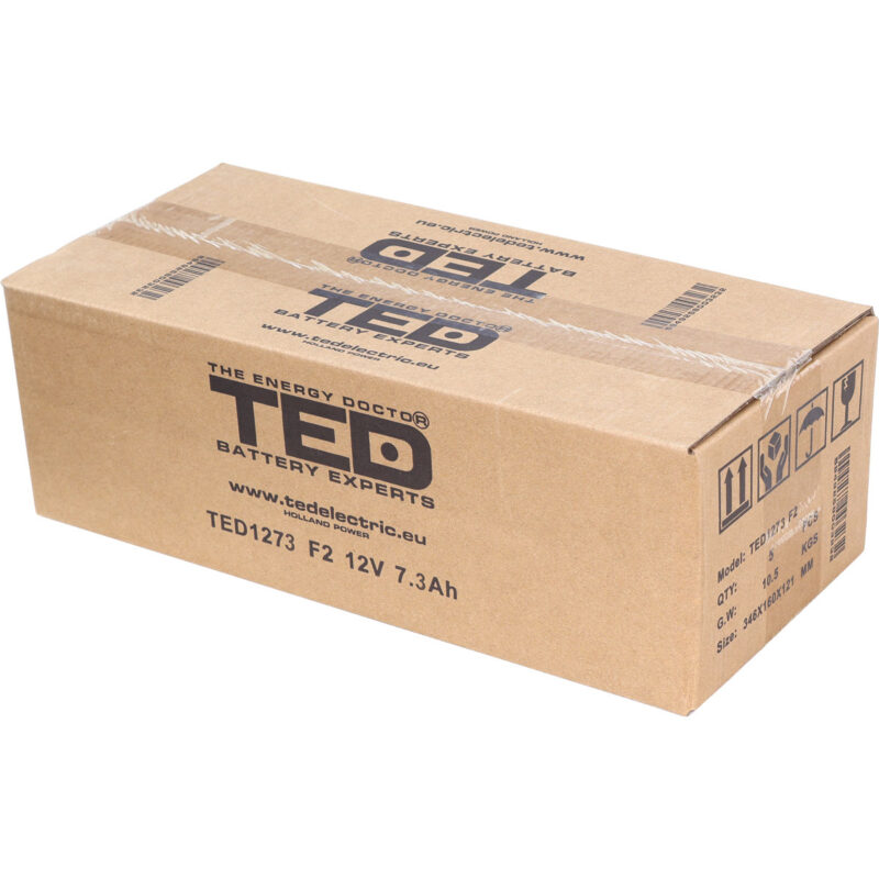 12V 7.3Ah AGM Battery TED1273 - VRLA / Rechargeable - TED Electric - Image 4