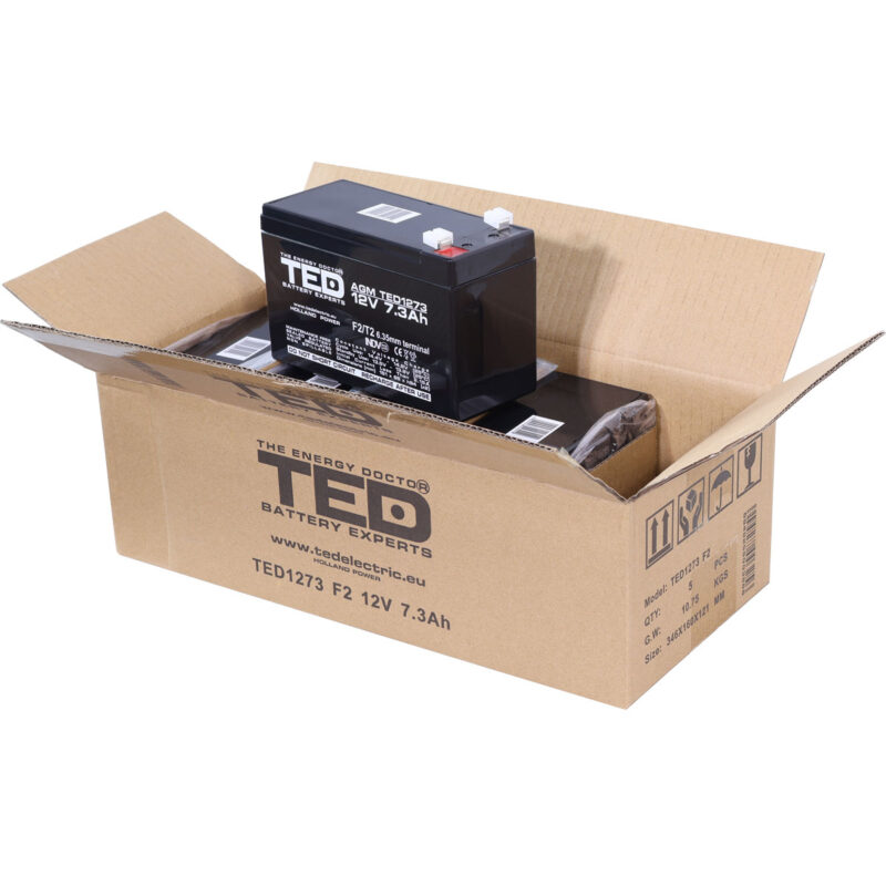 12V 7.3Ah AGM Battery TED1273 - VRLA / Rechargeable - TED Electric - Image 5