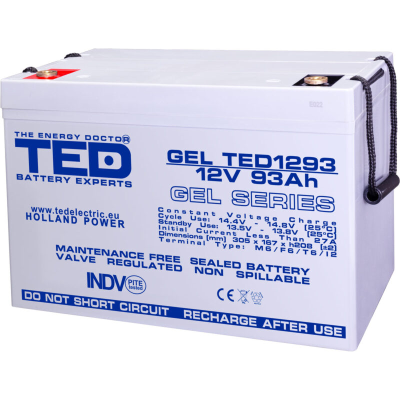 12V 93Ah GEL Deep Cycle TED1293 - VRLA / Rechargeable -TED Electric