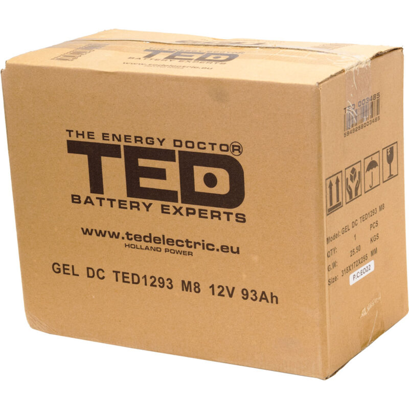 12V 93Ah GEL Deep Cycle TED1293 - VRLA / Rechargeable -TED Electric - Image 4