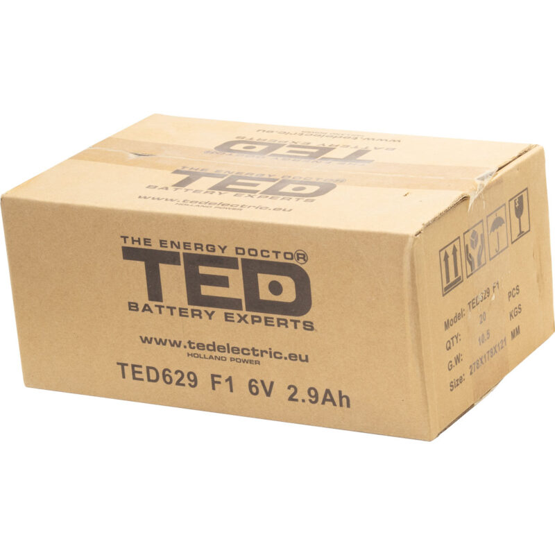 6V 2.9Ah AGM Battery TED629 - VRLA / Rechargeable - TED Electric - Image 4