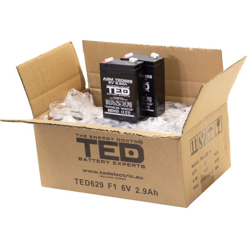 6V 2.9Ah AGM Battery TED629 - VRLA / Rechargeable - TED Electric - Image 5