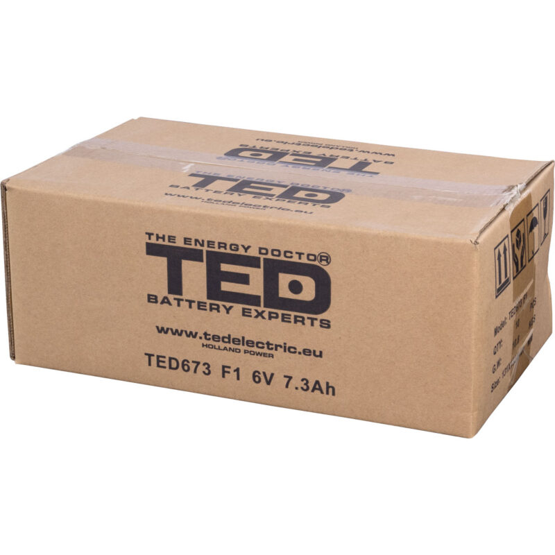 6V 7.3Ah AGM Battery TED673 - VRLA / Rechargeable - TED Electric - Image 4