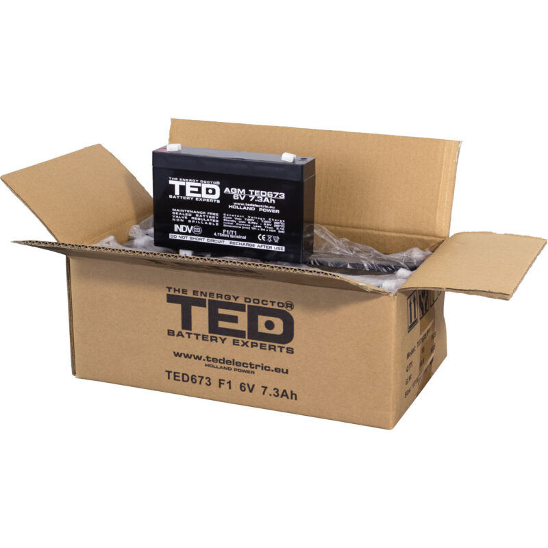 6V 7.3Ah AGM Battery TED673 - VRLA / Rechargeable - TED Electric - Image 5